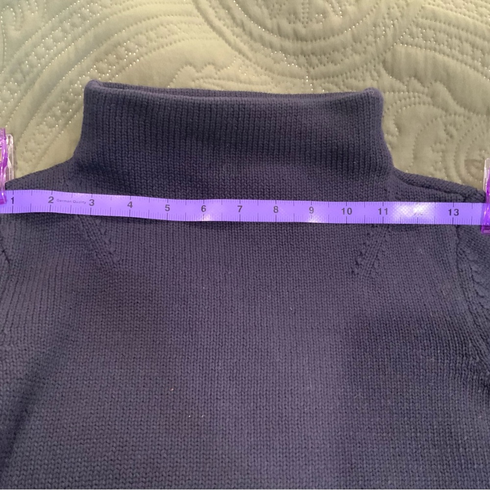 Ann Taylor Navy and Cream Cowl Neck Sweater - Picture 6 of 8